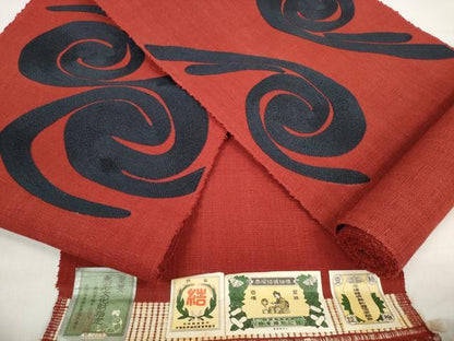 平和屋着物●本場結城紬　重要無形文化財　名古屋帯　帯反物　総刺繍　渦　証紙付き　逸品　未使用　DABD7150zzz