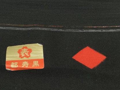 平和屋着物＊夏物 黒紋付 黒反物 着尺 絽 都寿黒 逸品 未使用 DABD7176zzz