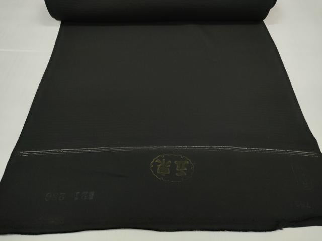 平和屋着物＊夏物 黒紋付 黒反物 着尺 絽 五泉 逸品 未使用 DABD7177zzz
