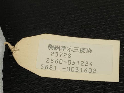 平和屋着物＊夏物 黒紋付 黒反物 着尺 駒絽 五泉 草木三度染 純黒 逸品 未使用 DABD7179zzz