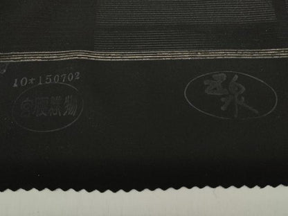平和屋着物＊夏物 黒紋付 黒反物 着尺 駒絽 五泉 草木三度染 純黒 逸品 未使用 DABD7179zzz