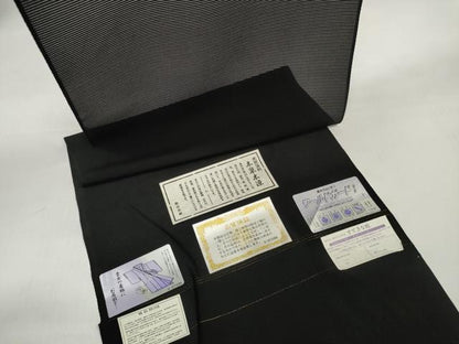 平和屋着物＊夏物 黒紋付 黒反物 着尺 駒絽 五泉 本草木染 逸品 未使用 DABD7182zzz
