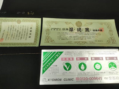 平和屋着物＊夏物 黒紋付 黒反物 着尺 絽 五泉 深泥黒 逸品 未使用 DABD7184zzz
