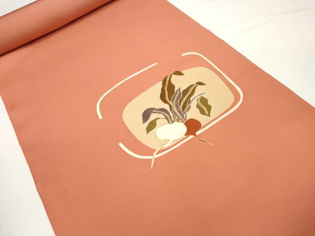 平和屋着物●駒塩瀬　名古屋帯　帯反物　五泉　駒刺繍　成り物　蕪 カブ　宮腰織物謹製　逸品　未使用　DABD7192zzz