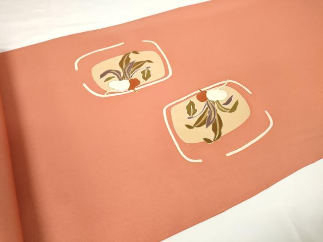 平和屋着物●駒塩瀬　名古屋帯　帯反物　五泉　駒刺繍　成り物　蕪 カブ　宮腰織物謹製　逸品　未使用　DABD7192zzz