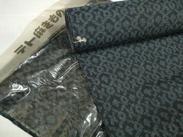 平和屋着物＊夏物 小紋 テト麻 反物 着尺 幾何学文様 未使用 DABD7231zzz