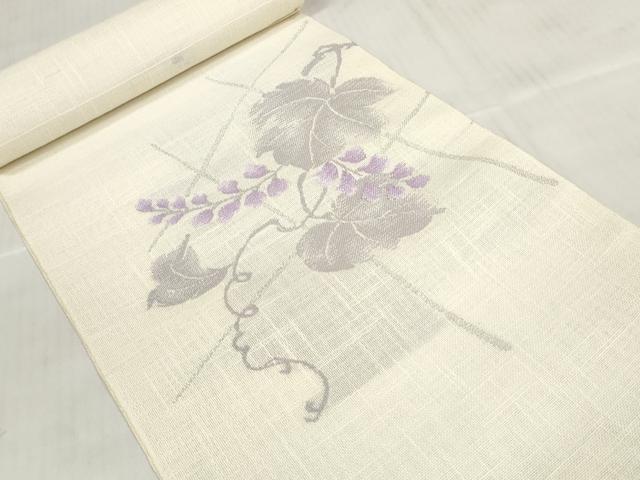 平和屋着物＊夏物 西陣 名古屋帯 帯反物 藤 蔦の葉 銀糸 証紙付き 未使用 DABD7239zzz