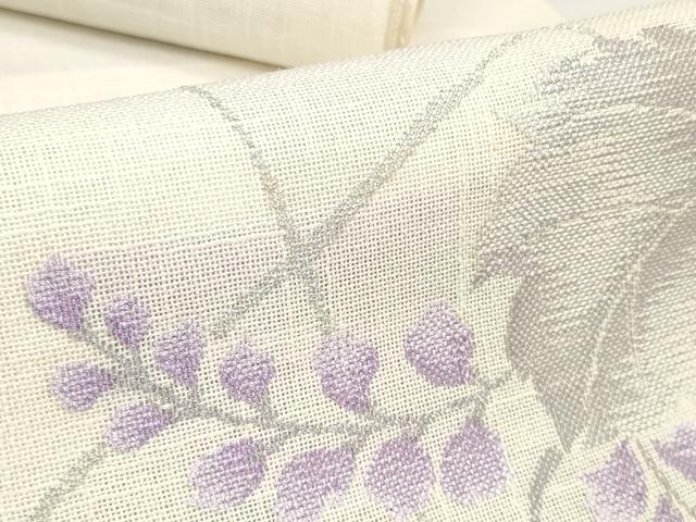 平和屋着物＊夏物 西陣 名古屋帯 帯反物 藤 蔦の葉 銀糸 証紙付き 未使用 DABD7239zzz