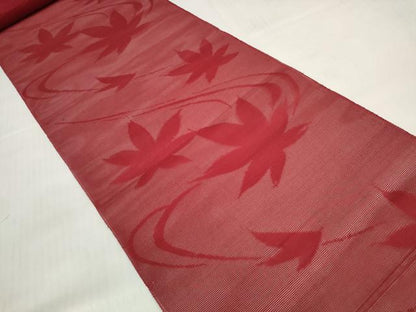 平和屋着物＊夏物 名古屋帯 帯反物 流水楓紋紗 真紅色 高島屋扱い 逸品 DABD7240zzz