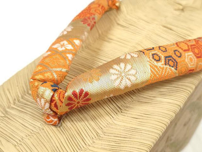 平和屋本店[]女の子　子供　ぽっくり下駄　おこぼ　こっぽり下駄　白木台　金蒔絵　畳表　千羽鶴　逸品　DABD7267zzz