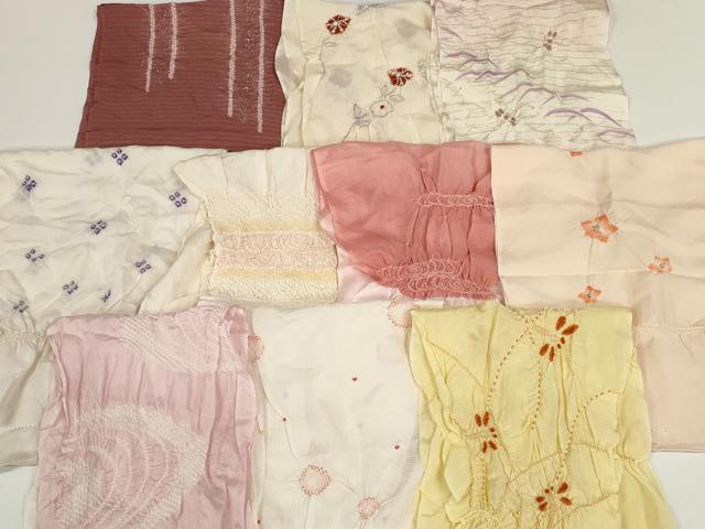 平和屋着物＊夏物　和装小物　帯揚げ10枚セット　絽　柄絞り　蜻蛉 草花 流水 桔梗　全て正絹　逸品　DABD7279zzz