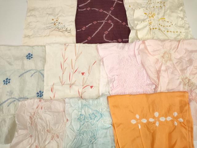 平和屋着物＊夏物 和装小物 帯揚げ10枚セット 絽 柄絞り 芝花 桔梗 芝 全て正絹 未使用品あり 逸品 DABD7285zzz