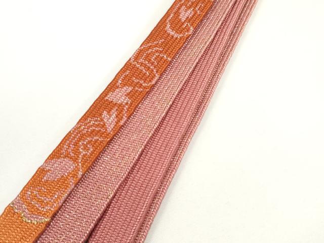 平和屋着物●和装小物　帯締め・帯揚げセット　霞花文　金彩　高麗組　逸品　未使用　DABD7292zzz