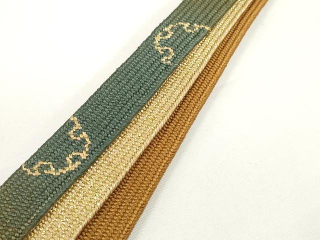 平和屋着物●和装小物　帯締め・帯揚げセット　雲梅文　高麗組　金糸　逸品　未使用　DABD7293zzz
