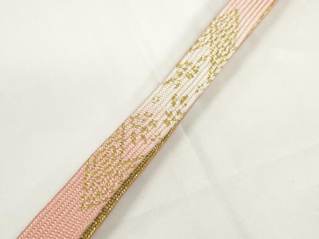 平和屋着物●和装小物　帯締め・帯揚げセット　枝桜　金彩　高麗組　金糸　逸品　未使用　DABD7299zzz