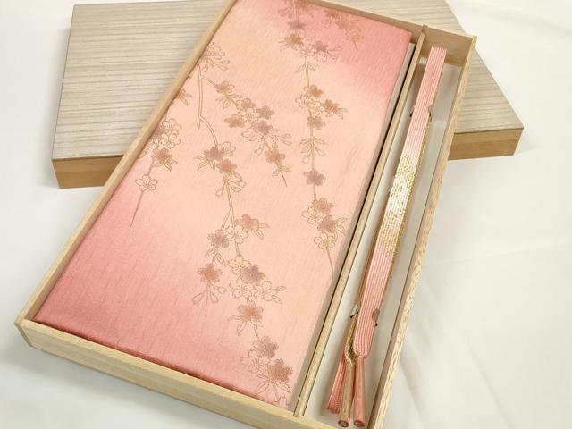 平和屋着物●和装小物　帯締め・帯揚げセット　枝桜　金彩　高麗組　金糸　逸品　未使用　DABD7299zzz