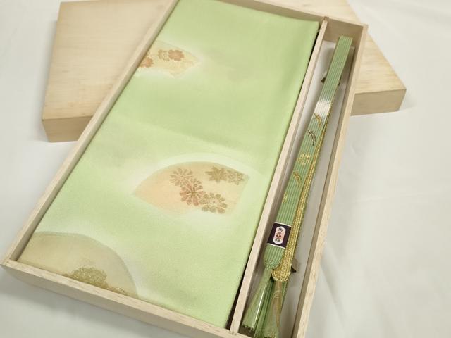 平和屋着物●和装小物　帯締め・帯揚げセット　地紙花文　金糸　高麗組　逸品　未使用　DABD7300zzz