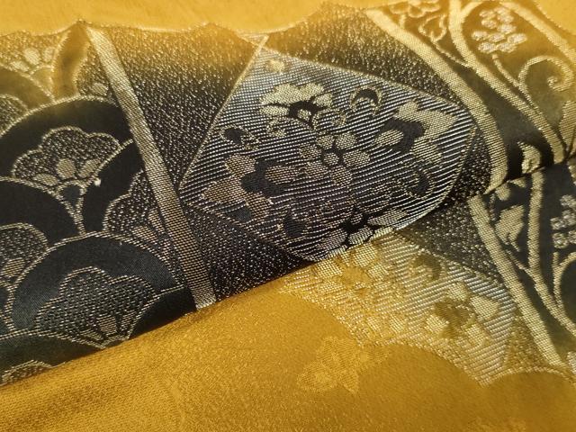 平和屋着物●和装小物　帯締め・帯揚げセット　花唐草間道　花丸文　高麗組　金糸　逸品　未使用　DABD7301zzz