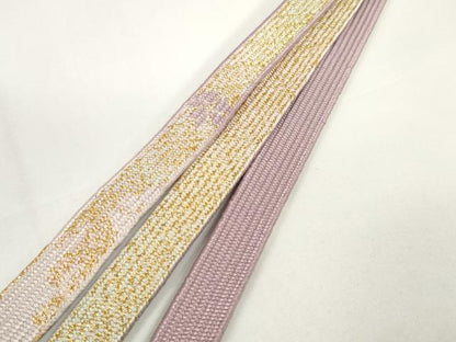 平和屋着物●和装小物　帯締め・帯揚げセット　雪輪花文　高麗組　金糸　逸品　未使用　DABD7304zzz