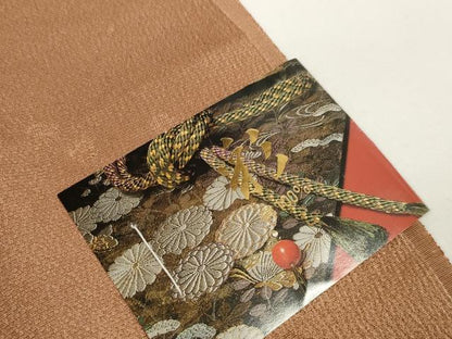 平和屋着物●和装小物　帯締め・帯揚げセット　破れ色紙花文　高麗組　金糸　逸品　未使用　DABD7308zzz