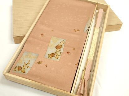 平和屋着物●和装小物　帯締め・帯揚げセット　破れ色紙花文　高麗組　金糸　逸品　未使用　DABD7308zzz