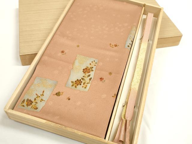 平和屋着物●和装小物　帯締め・帯揚げセット　破れ色紙花文　高麗組　金糸　逸品　未使用　DABD7308zzz