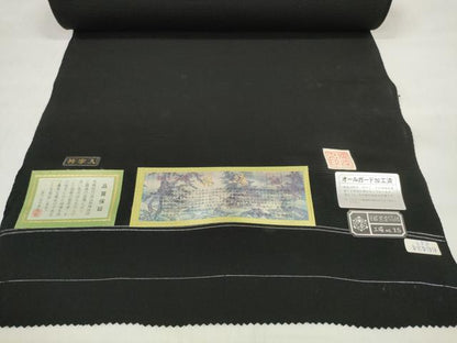 平和屋着物＊夏物 黒紋付 黒反物 着尺 駒絽 泥染 逸品 未使用 DABD7339zzz