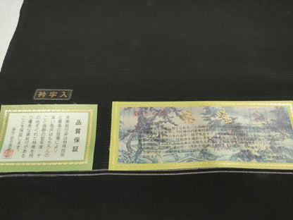 平和屋着物＊夏物 黒紋付 黒反物 着尺 駒絽 泥染 逸品 未使用 DABD7339zzz