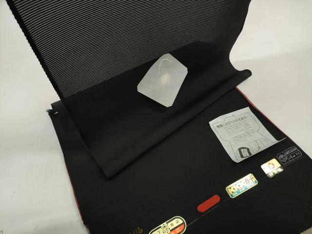 平和屋着物＊夏物 黒紋付 黒反物 着尺 駒絽 紅下染 逸品 未使用 DABD7340zzz