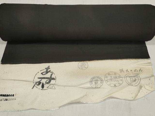 平和屋着物▼黒留袖　反物　着尺　裁断済　色付前　地紙松梅楓文　逸品　未使用　DABD7342zzz
