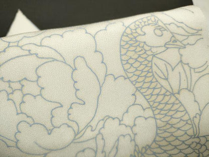 平和屋着物▼黒留袖 解き反物 着尺 裁断済 色付前 孔雀花文 逸品 未使用 DABD7347zzz