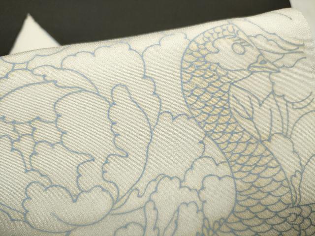 平和屋着物▼黒留袖 解き反物 着尺 裁断済 色付前 孔雀花文 逸品 未使用 DABD7347zzz