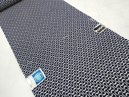 平和屋着物＊夏物 浴衣 反物 着尺 幾何学文様 みやまコーマ糸使用 綿 逸品 未使用 DABD7349zzz
