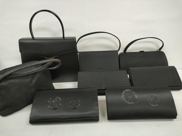 平和屋着物▼和装小物　和装バッグまとめて8点　フォーマルバッグ　La Mode　刺繍　レース　黒地　逸品　DABD7465zzz