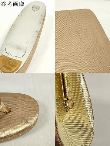 平和屋着物▼和装小物　和装バッグ・草履セット　色紙重ね花文　金糸　逸品　DABD7466zzz