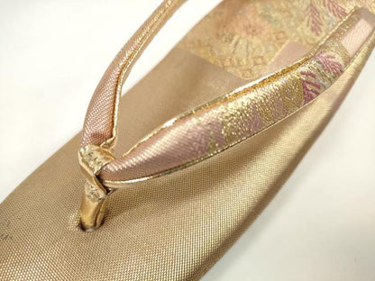 平和屋着物▼和装小物　和装バッグ・草履セット　色紙重ね花文　金糸　逸品　DABD7466zzz