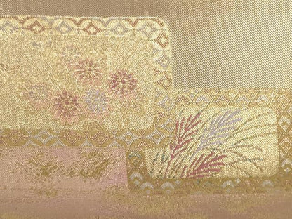 平和屋着物▼和装小物　和装バッグ・草履セット　色紙重ね花文　金糸　逸品　DABD7466zzz