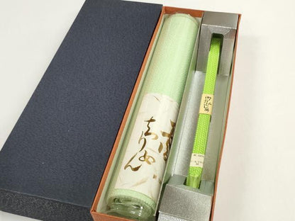 平和屋着物●和装小物　帯締め・帯揚げセット　若芽色　丹後ちりめん　逸品　未使用　DABD7499zzz