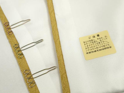 平和屋着物●和装小物　帯締め・帯揚げ・重ね衿セット　分銅繋ぎ地紋　黄橡色　逸品　DABD7502zzz
