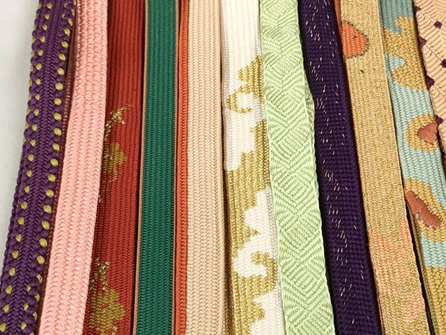 平和屋着物●和装小物　帯締め20本セット　高麗組　笹浪組　冠組　丸組　大和組　金銀糸　逸品　DABD7504zzz