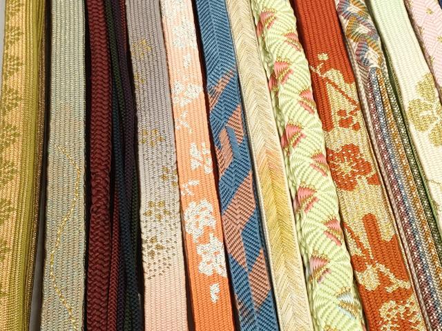 平和屋着物●和装小物　帯締め20本セット 手組 高麗組 笹浪組　唐組　観世組　大和組　あわじ玉 小田巻 金糸　長尺あり　逸品　DABD7523zzz
