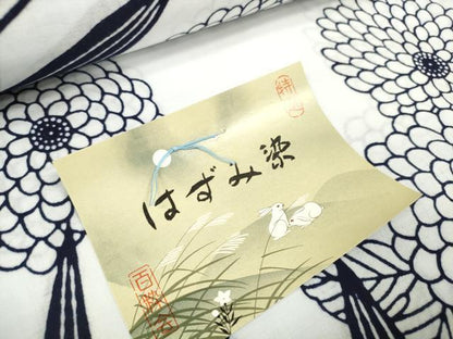 平和屋着物＊夏物 浴衣 反物 着尺 はずみ染 笹竹菊文 綿 逸品 未使用 DABD7546zzz