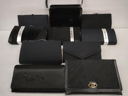 平和屋着物▼和装小物　バッグまとめて10点　ブラックフォーマル　茂富久用喪式用　コード刺繍　黒地　未使用品あり　逸品　DABD7573zzz