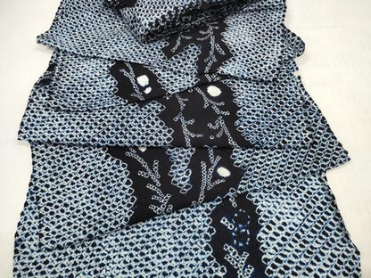 平和屋着物＊夏物 有松鳴海絞り 浴衣 反物 着尺 枝蕾 綿 逸品 未使用 DABD7600zzz