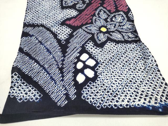 平和屋着物＊夏物 有松鳴海絞り 浴衣 反物 着尺 束ね熨斗花文 綿 逸品 未使用 DABD7602zzz