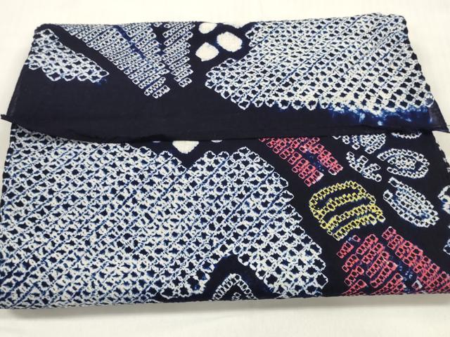 平和屋着物＊夏物 有松鳴海絞り 浴衣 反物 着尺 束ね熨斗花文 綿 逸品 未使用 DABD7602zzz