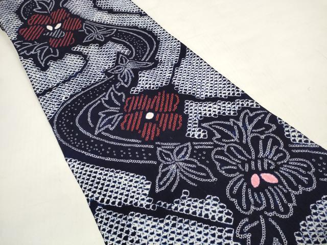 平和屋着物＊夏物 有松鳴海絞り 浴衣 反物 着尺 流水花蝶文 綿 逸品 未使用 DABD7603zzz
