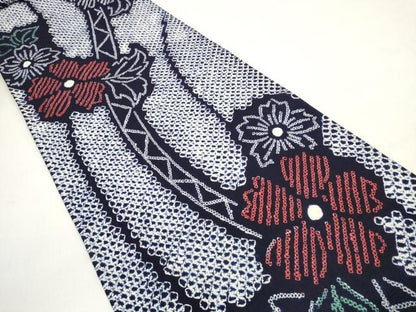 平和屋着物＊夏物 有松鳴海絞り 浴衣 反物 着尺 花繋ぎ 綿 逸品 未使用 DABD7605zzz