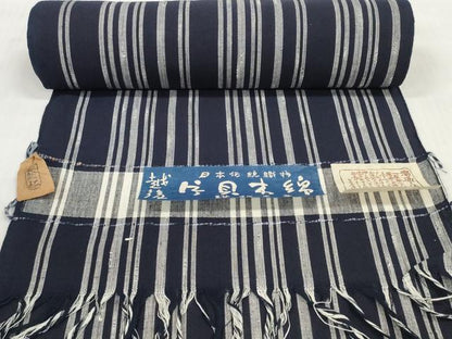 平和屋着物＊夏物 小千谷 紺仁 越後片貝木綿 浴衣 反物 着尺 間道 紺仁工房謹製 証紙付き 木綿 逸品 未使用 DABD7619zzz