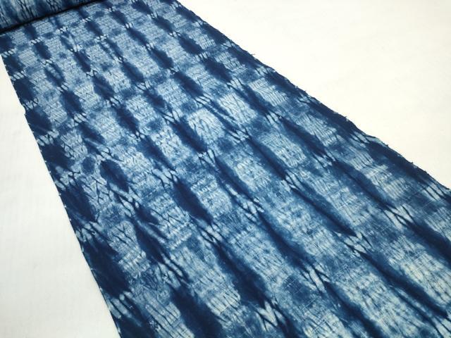 平和屋着物＊夏物　小千谷　紺仁　越後片貝木綿　浴衣　反物　着尺　変わり間道　証紙付き　木綿　逸品　未使用　DABD7620zzz
